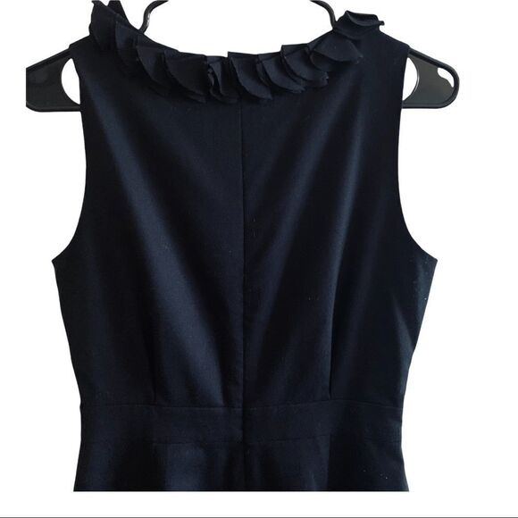 J.Crew Black Sleeveless Very Unique Chic Midi Dress Ruffled Scoop Neck size 4 - Picture 8 of 11